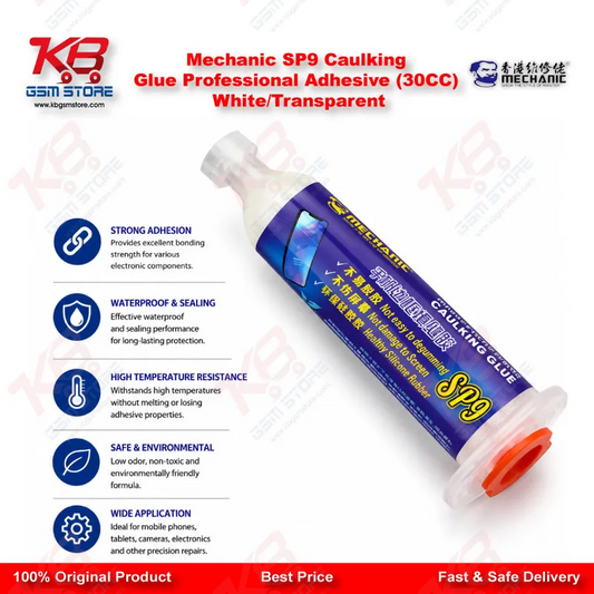 Mechanic SP9 Caulking Glue Professional Adhesive (30CC) WhiteTransparent