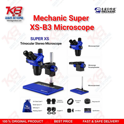 MECHANIC Super XS-B3 Trinocular Stereo Microscope – B3 Base PCB & Mobile Repair Microscope