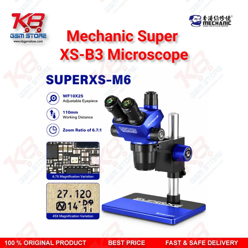 MECHANIC Super XS-B3 Trinocular Stereo Microscope – B3 Base PCB & Mobile Repair Microscope
