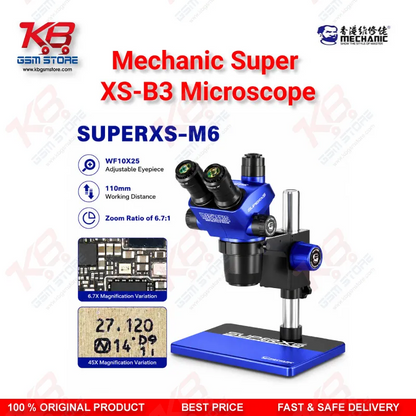 MECHANIC Super XS-B3 Trinocular Stereo Microscope – B3 Base PCB & Mobile Repair Microscope