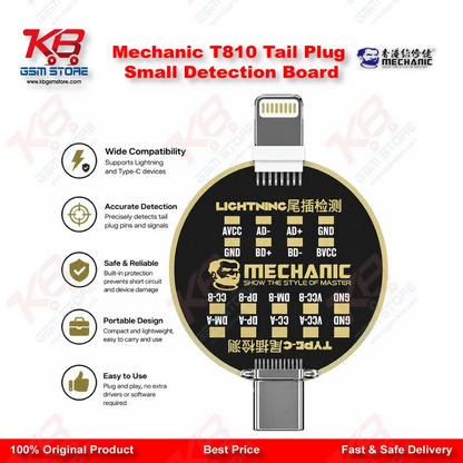 Mechanic T810 Non-Disassembly Tail Plug Test Board – Lightning & Type-C Charging Port Detector