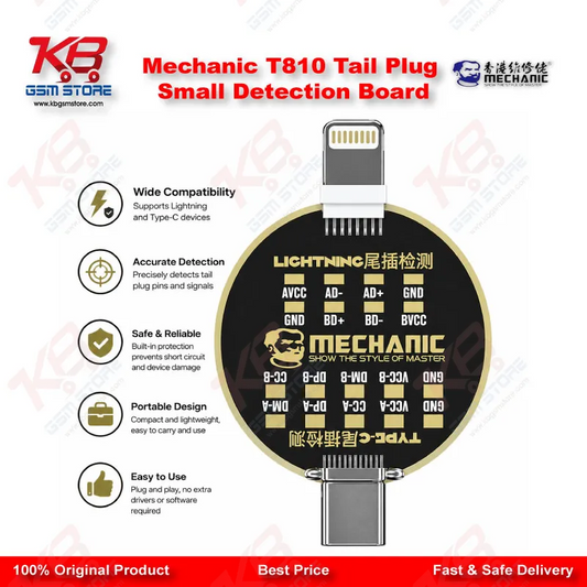 Mechanic T810 Non-Disassembly Tail Plug Test Board – Lightning & Type-C Charging Port Detector