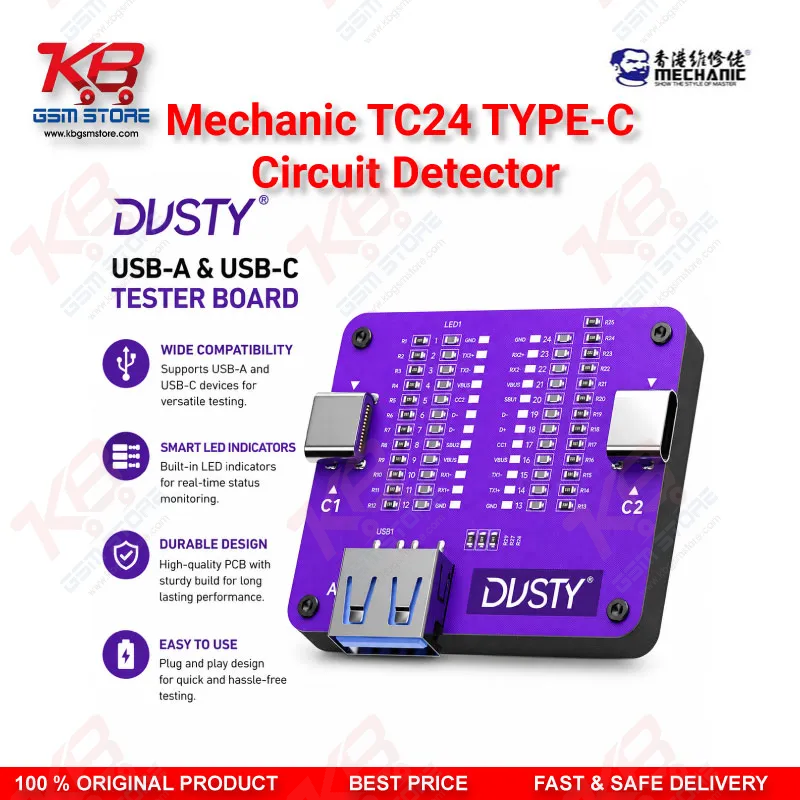 MECHANIC TC-24 Type-C Data Cable Circuit Continuity Tester – 24 Pin Fault Detector
