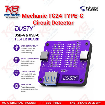MECHANIC TC-24 Type-C Data Cable Circuit Continuity Tester – 24 Pin Fault Detector