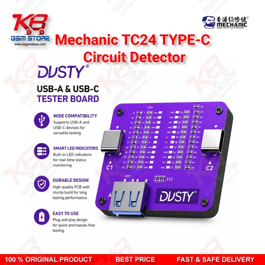 MECHANIC TC-24 Type-C Data Cable Circuit Continuity Tester – 24 Pin Fault Detector