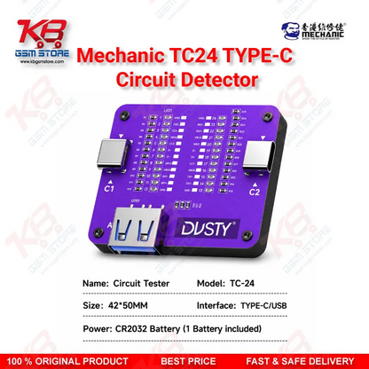 MECHANIC TC-24 Type-C Data Cable Circuit Continuity Tester – 24 Pin Fault Detector