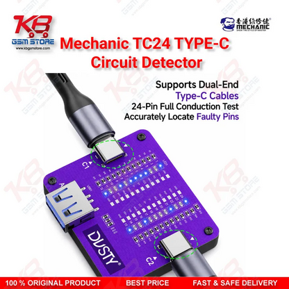 MECHANIC TC-24 Type-C Data Cable Circuit Continuity Tester – 24 Pin Fault Detector