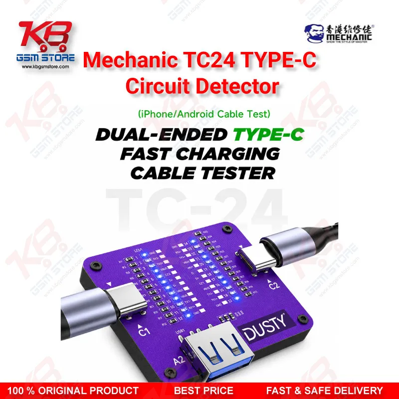 MECHANIC TC-24 Type-C Data Cable Circuit Continuity Tester – 24 Pin Fault Detector