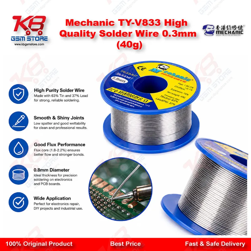 Mechanic TY-V833 High Quality Solder Wire 0.3mm (40g)