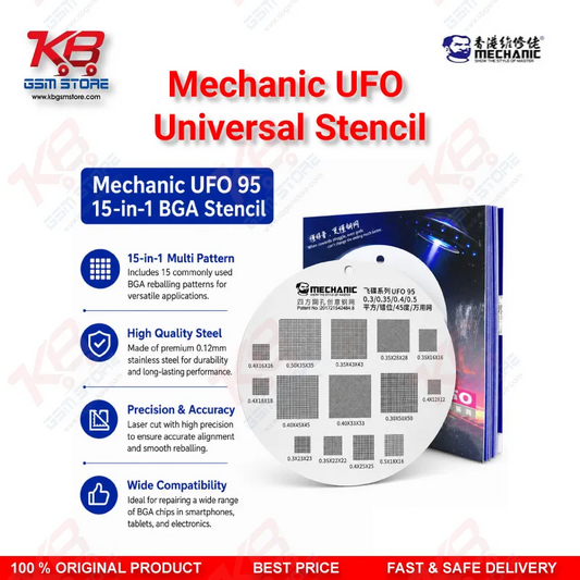 Mechanic UFO Universal BGA Reballing Stencil – Multi-Pitch Chip Repair Template