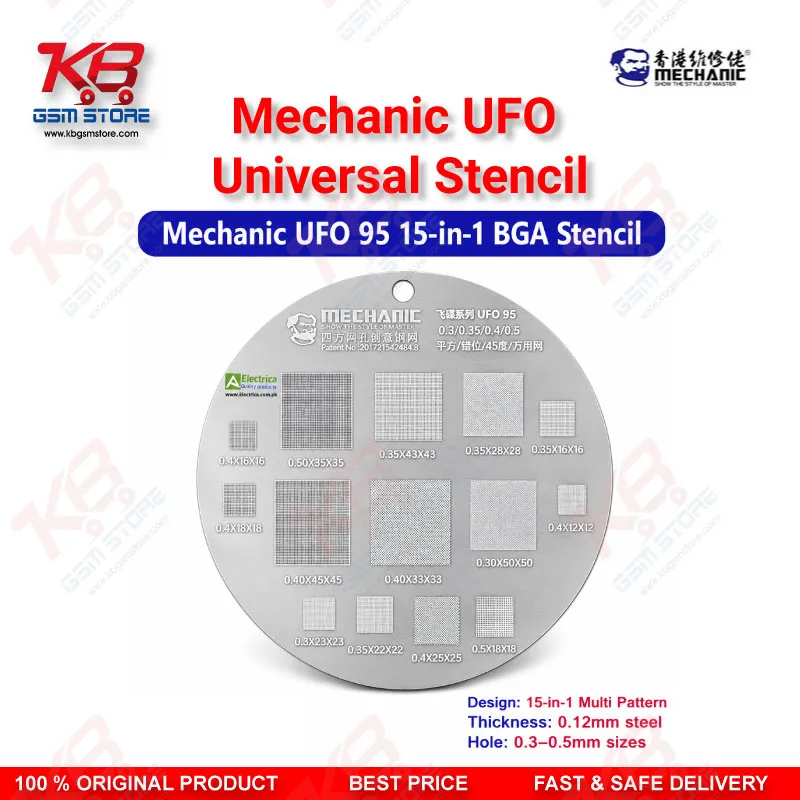 Mechanic UFO Universal BGA Reballing Stencil – Multi-Pitch Chip Repair Template