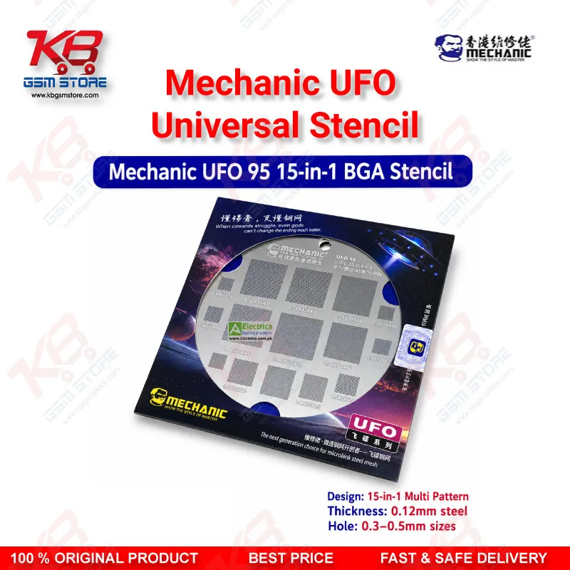 Mechanic UFO Universal BGA Reballing Stencil – Multi-Pitch Chip Repair Template