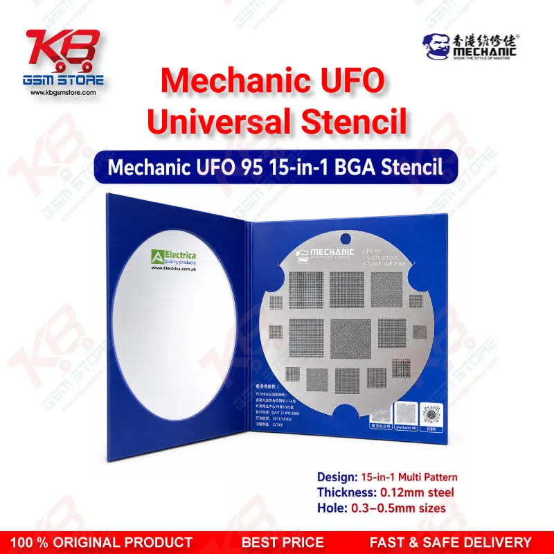 Mechanic UFO Universal BGA Reballing Stencil – Multi-Pitch Chip Repair Template