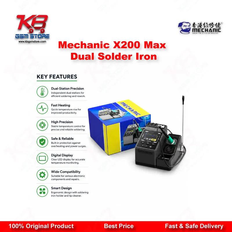 Mechanic X200 Max Dual Solder Iron – Dual-Station PWM Soldering Station