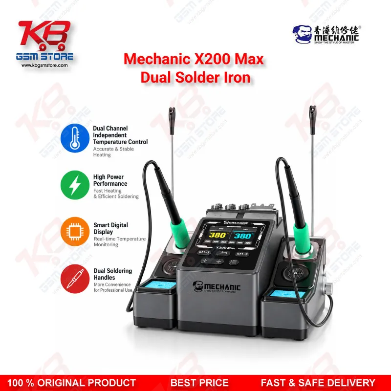 Mechanic X200 Max Dual Solder Iron – Dual-Station PWM Soldering Station