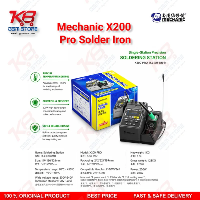 Mechanic X200 Pro Smart Soldering Station 200W – Pen Style Temperature Adjustable Rework Tool