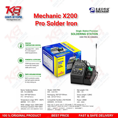 Mechanic X200 Pro Smart Soldering Station 200W – Pen Style Temperature Adjustable Rework Tool
