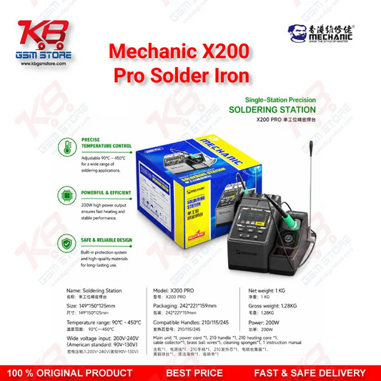 Mechanic X200 Pro Smart Soldering Station 200W – Pen Style Temperature Adjustable Rework Tool