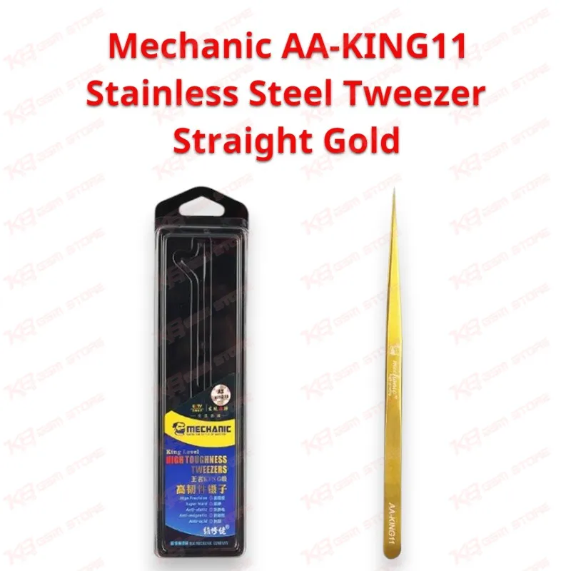 Mechanic AA-KING11 Stainless Steel Tweezer Straight Gold
