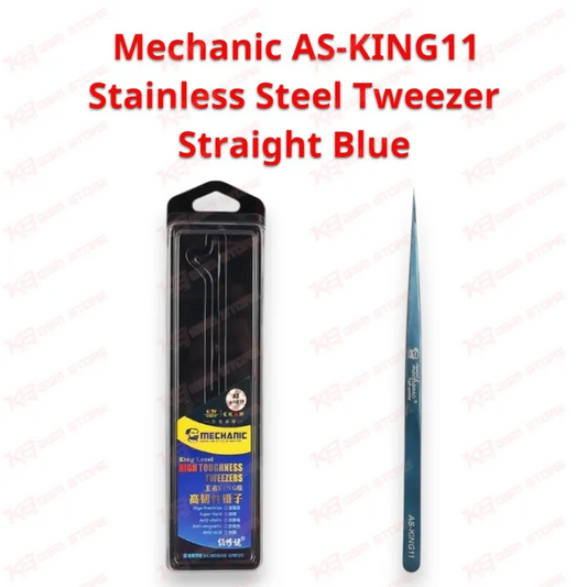Mechanic AS-KING11 Stainless Steel Tweezer Straight Blue