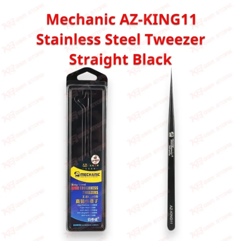 Mechanic AZ-KING11 Stainless Steel Tweezer Straight Black
