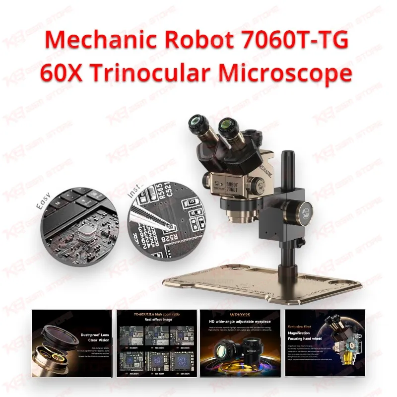 Mechanic Robot 7060T-TG 60X Trinocular Microscope