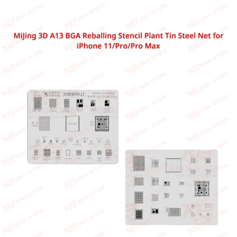 MiJing 3D A13 BGA Reballing Stencil Plant Tin Steel Net for iPhone 11/Pro/Pro Max