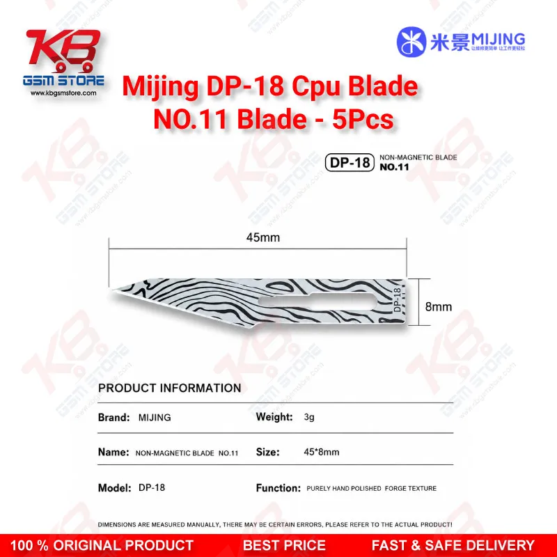 MIJING DP-18 Non-Magnetic No.11 Blade – IC Prying & Glue Removal Blade (5Pcs Box)