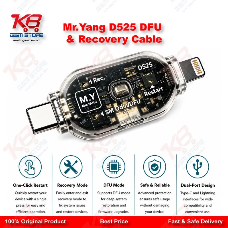 MR.YANG D525 One-Click DFU Engineering Flashing Cable for iPhone 6 to 17 Pro Max