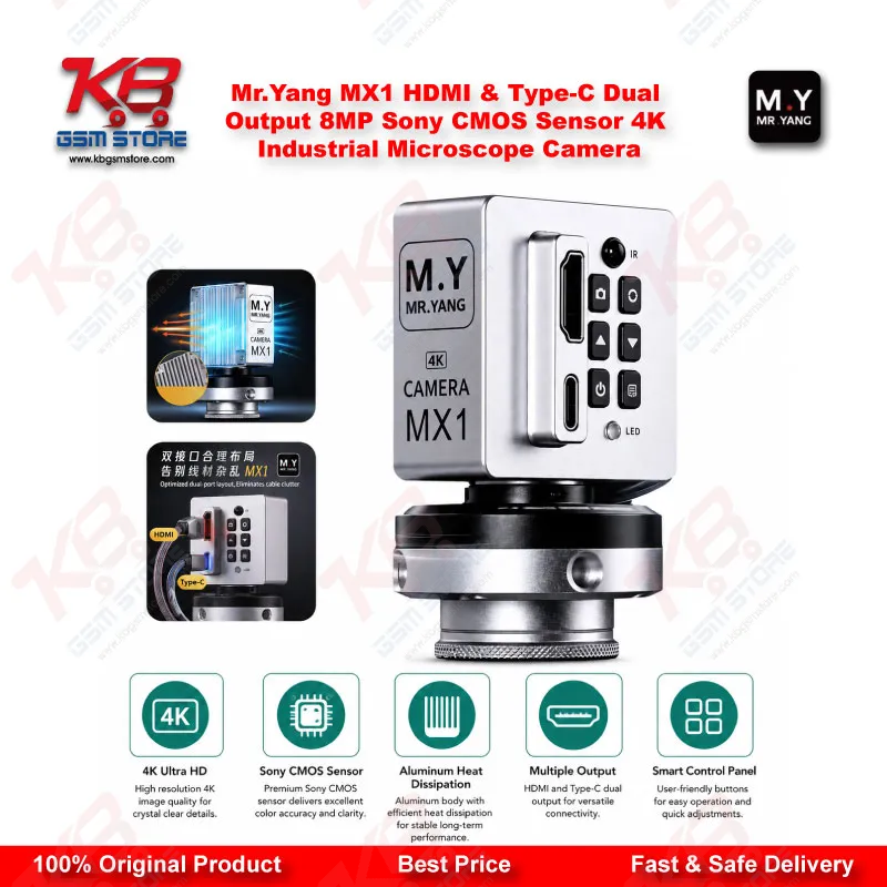 Mr.Yang MX1 HDMI & Type-C Dual Output 8MP Sony CMOS 4K Industrial Microscope Camera