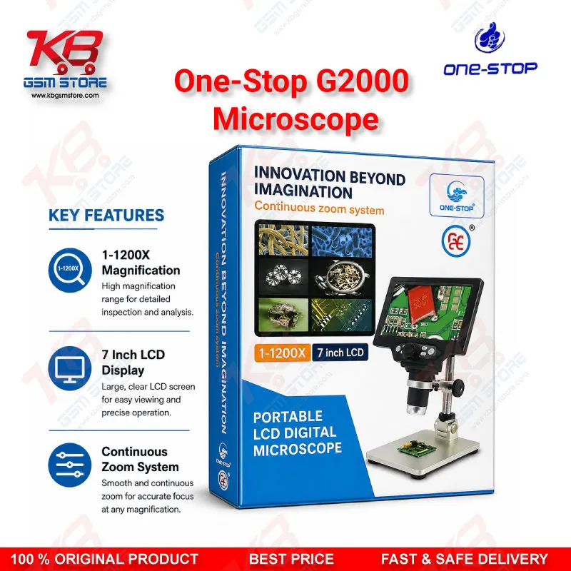 One-Stop G2000 12MP Digital Microscope 1-2000X HD LCD for Mobile PCB Repair