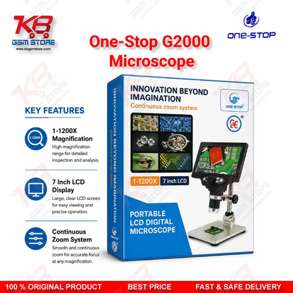 One-Stop G2000 12MP Digital Microscope 1-2000X HD LCD for Mobile PCB Repair