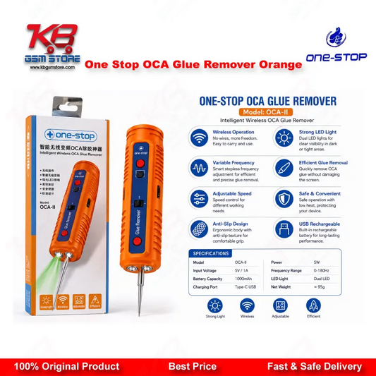 One Stop OCA Glue Remover Orange – Electric LCD Screen Degumming Tool with Needles