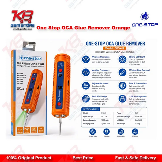 One Stop OCA Glue Remover Orange – Electric LCD Screen Degumming Tool with Needles