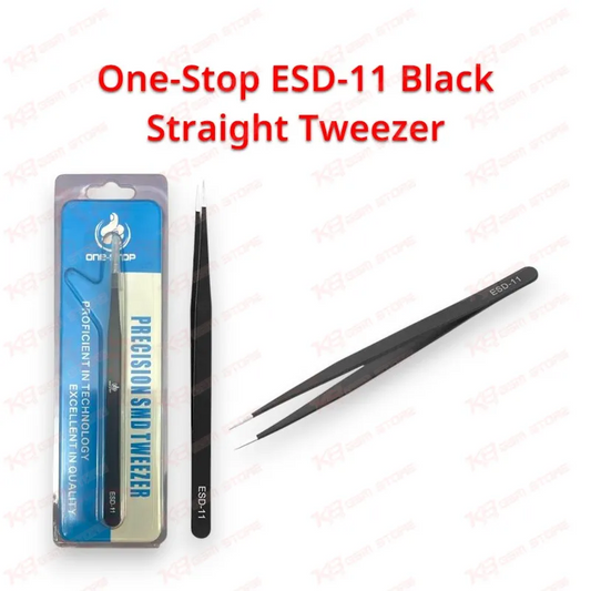One-Stop ESD-11 Black Straight Tweezer