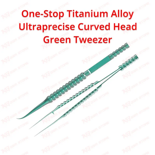 One-Stop Titanium Alloy Ultraprecise Curved Head Green Tweezer
