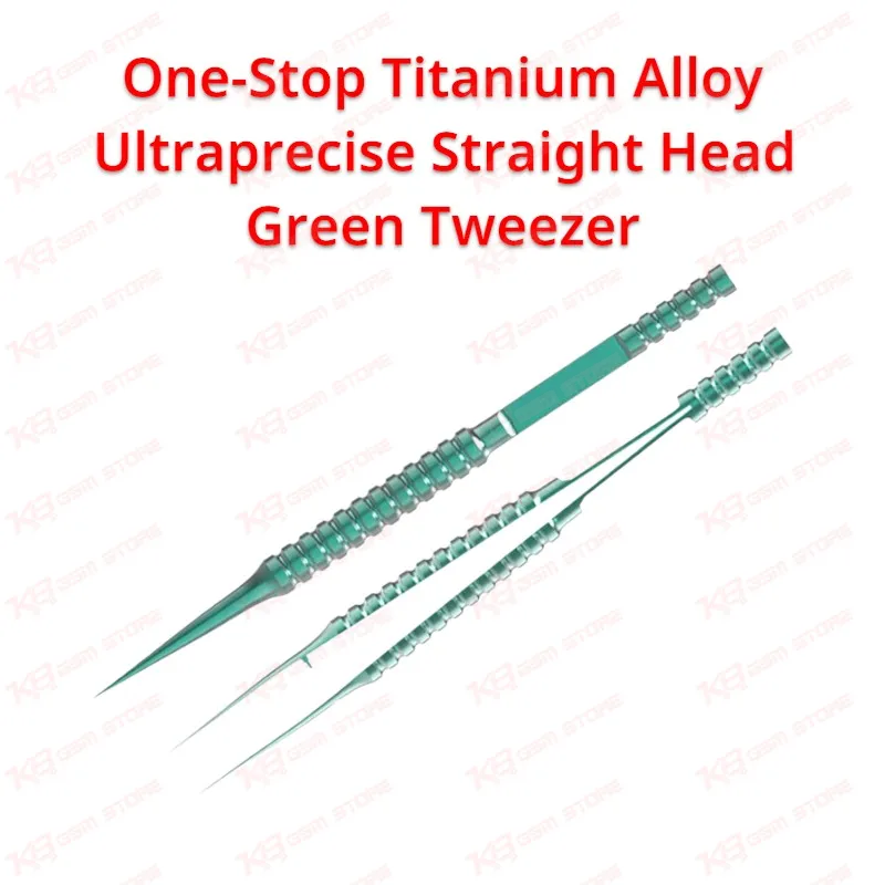 One-Stop Titanium Alloy Ultraprecise Straight Head Green Tweezer