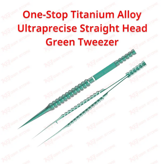 One-Stop Titanium Alloy Ultraprecise Straight Head Green Tweezer