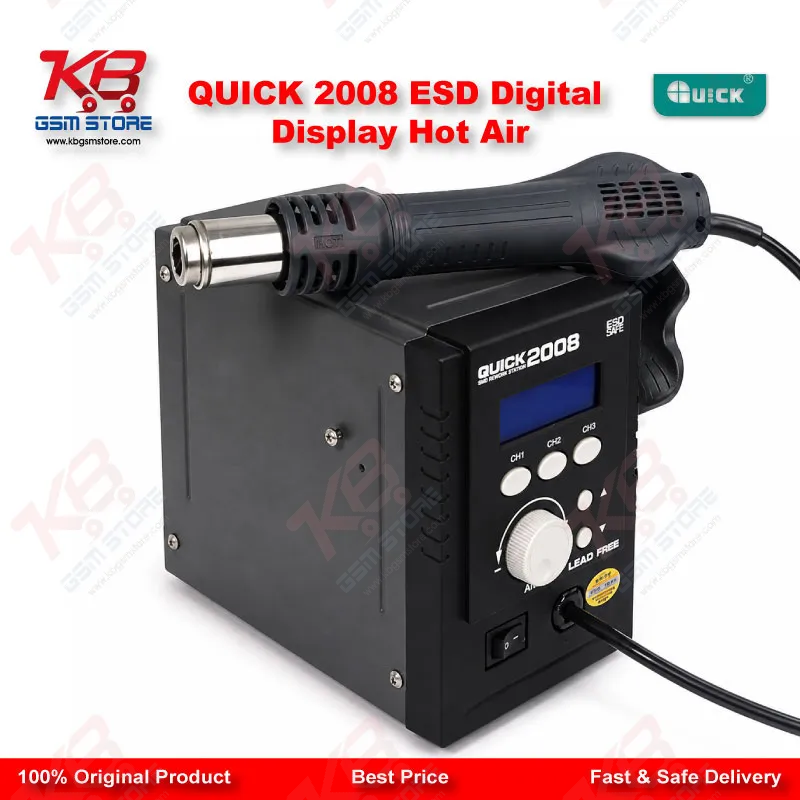 QUICK 2008 ESD Digital Display Hot Air Rework Station – 700W BGA SMD Soldering Station