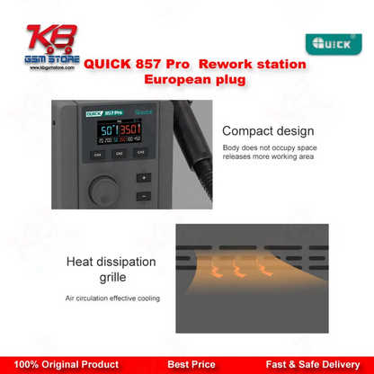 QUICK 857 Pro 580W Digital Hot Air Rework Station (European Plug)