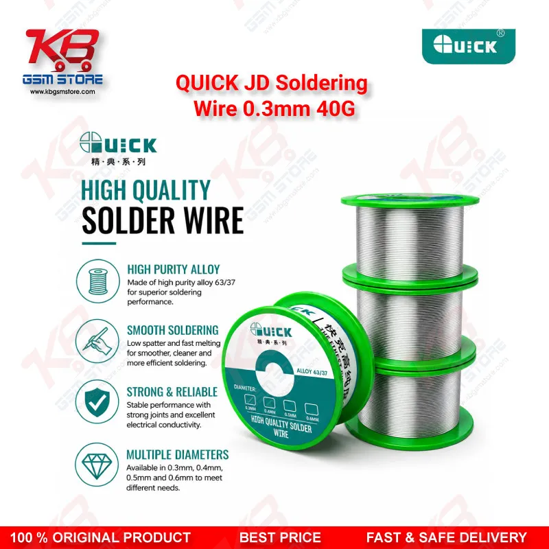 QUICK JD Soldering Wire 0.3mm 40G – Fine Solder Wire for Mobile PCB Repair