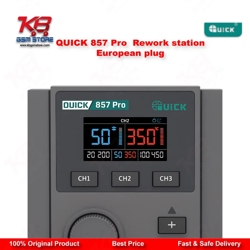 QUICK 857 Pro 580W Digital Hot Air Rework Station (European Plug)