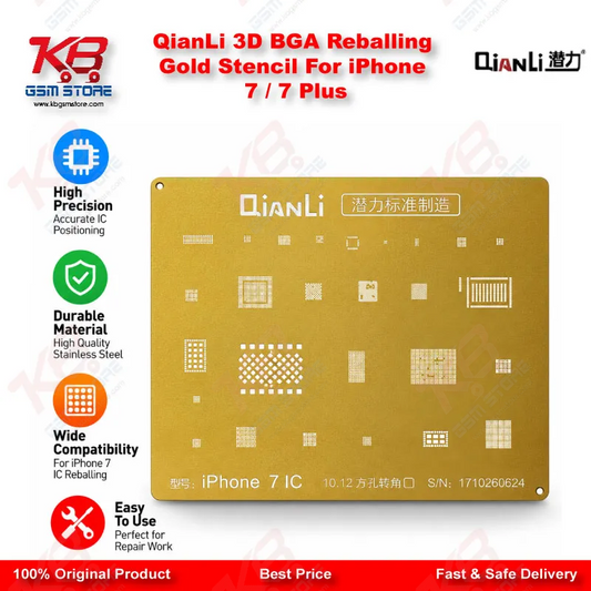 QianLi 3D BGA Reballing Gold Stencil For iPhone 7 / 7 Plus