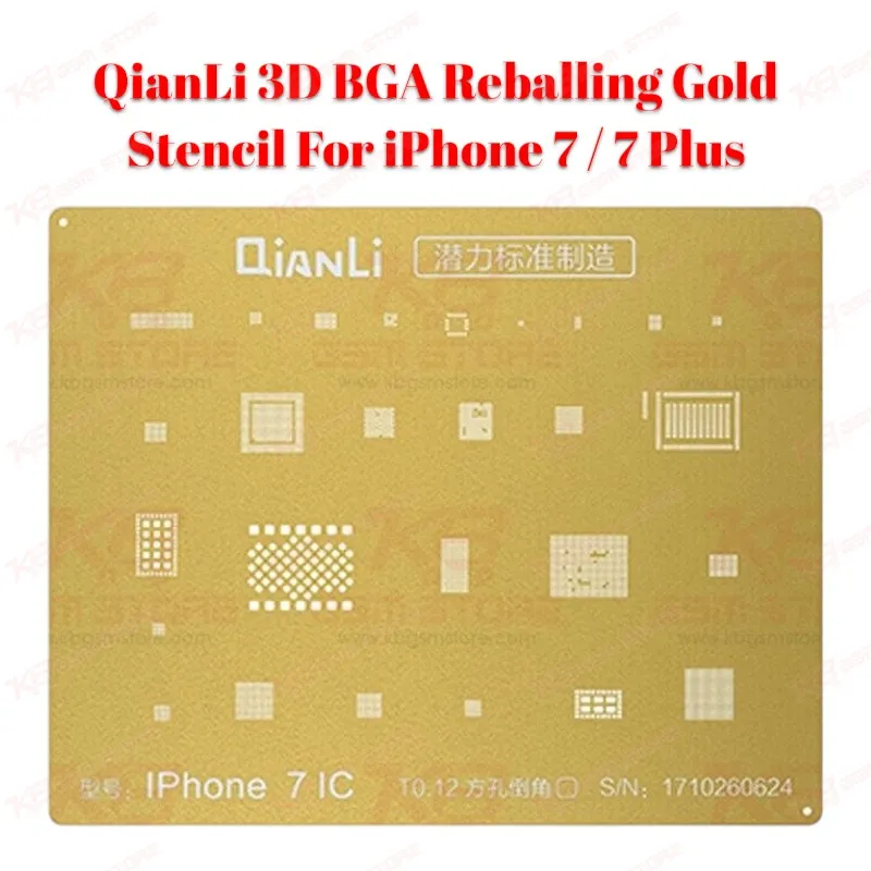 QianLi 3D BGA Reballing Gold Stencil For iPhone 7 / 7 Plus