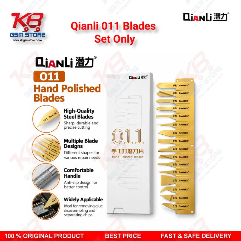 Qianli 011 Blades Set Only – 16 Hand-Polished CPU IC Glue Removal & Chip Lifting Blades for Mobile Motherboard Repair