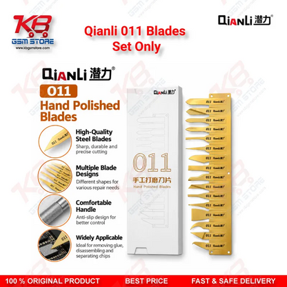 Qianli 011 Blades Set Only – 16 Hand-Polished CPU IC Glue Removal & Chip Lifting Blades for Mobile Motherboard Repair