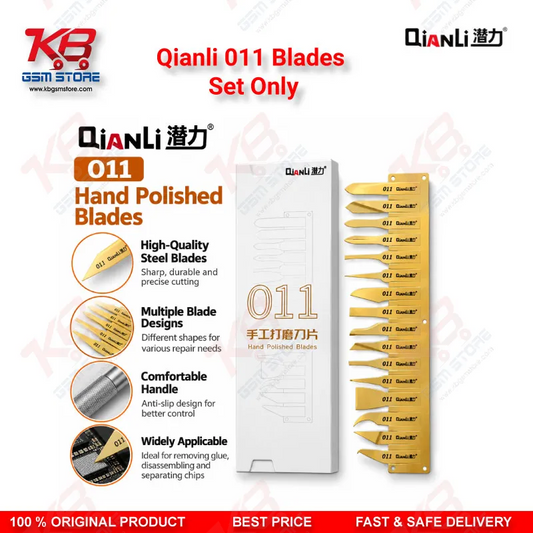 Qianli 011 Blades Set Only – 16 Hand-Polished CPU IC Glue Removal & Chip Lifting Blades for Mobile Motherboard Repair