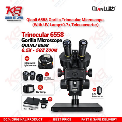 Qianli 6558 Gorilla Trinocular Microscope (With UV Lamp+0.7x Teleconverter)