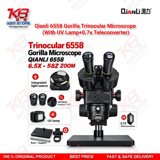 Qianli 6558 Gorilla Trinocular Microscope (With UV Lamp+0.7x Teleconverter)