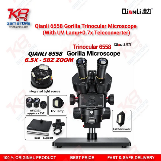 Qianli 6558 Gorilla Trinocular Microscope (With UV Lamp+0.7x Teleconverter)